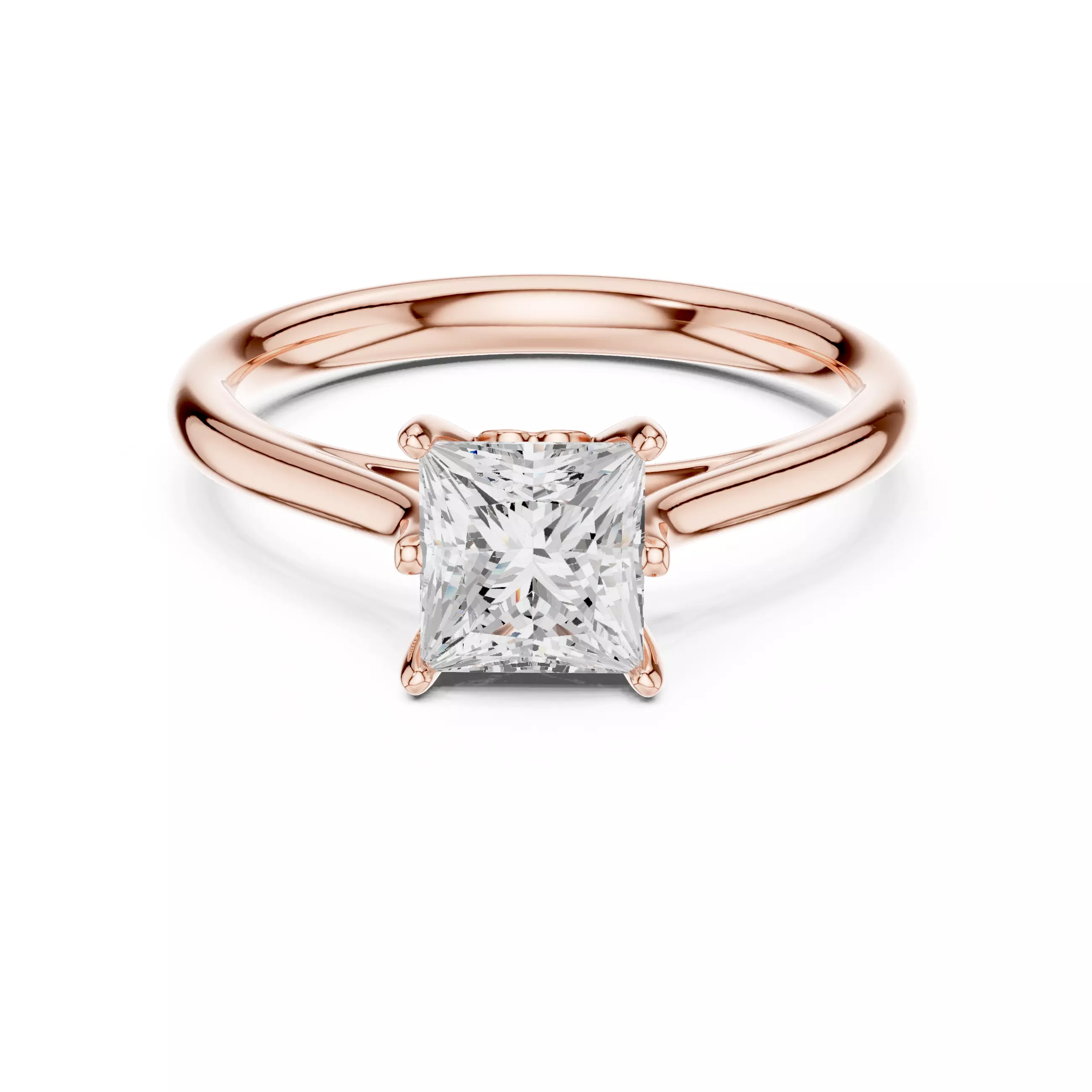 Solitaire 1CT Princess Cut Engagement Ring ALL SIZES STL Video 3D print model