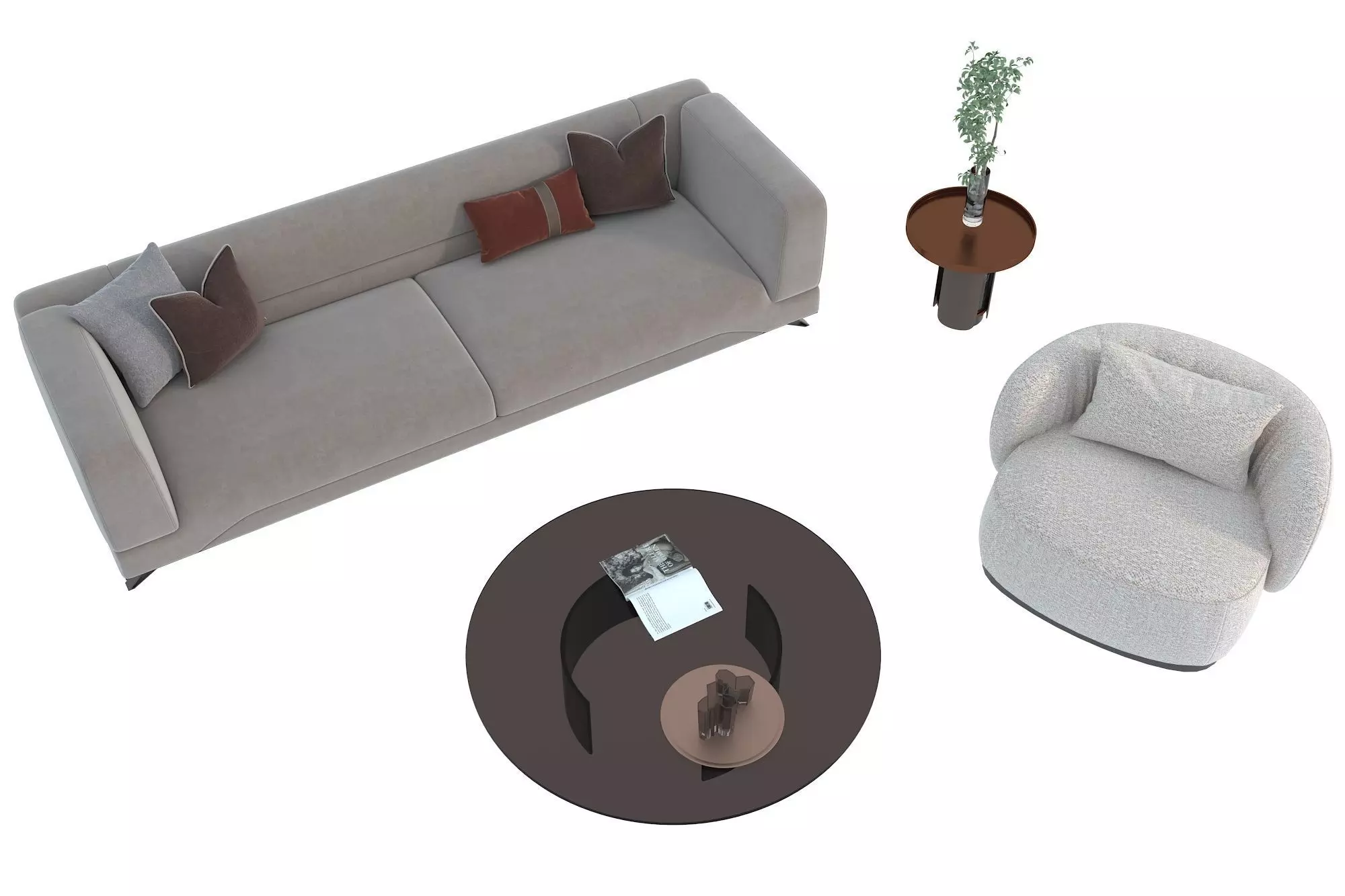 Fabric sofa set Free 3D model_1