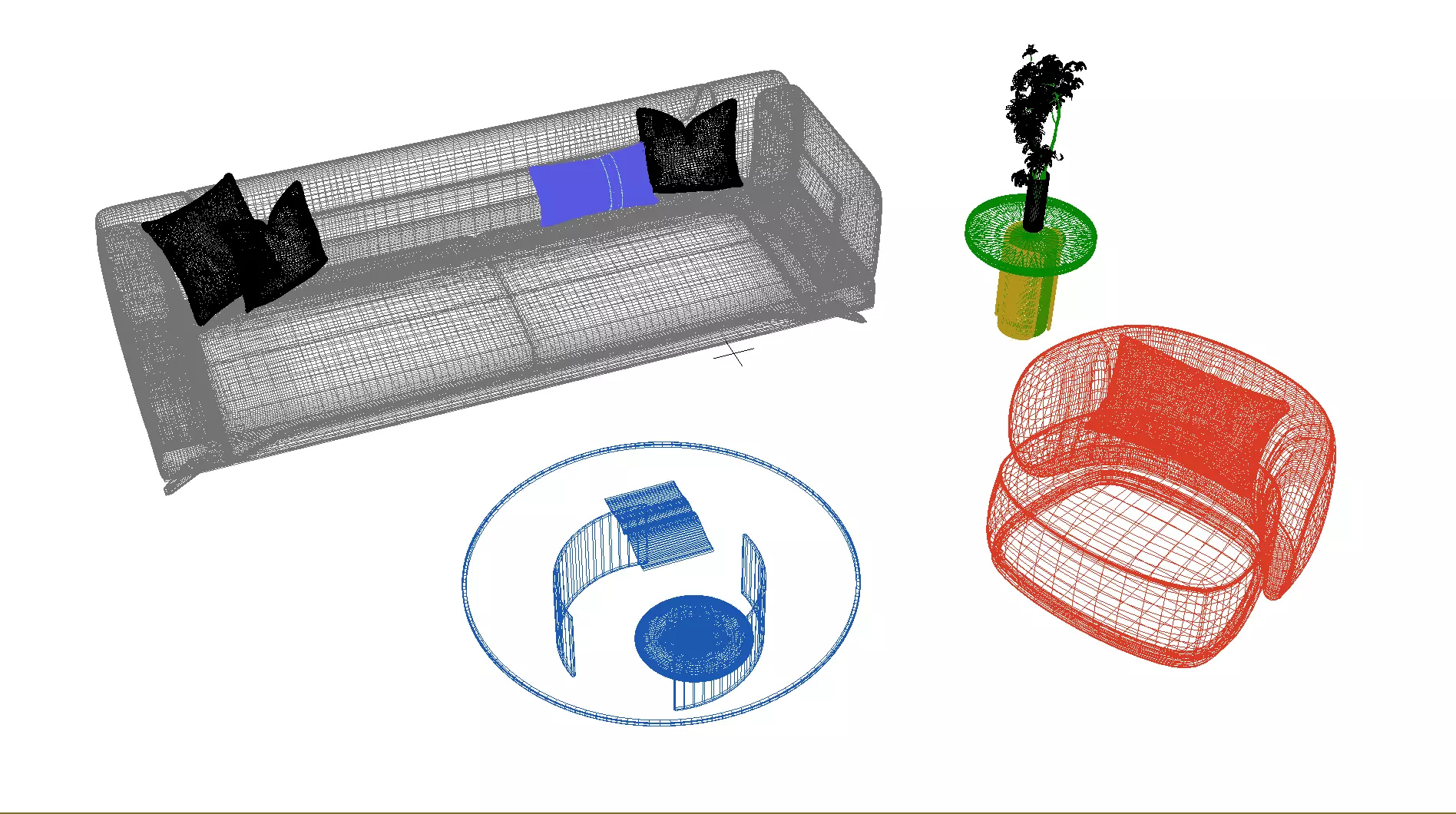 Fabric sofa set Free 3D model_5