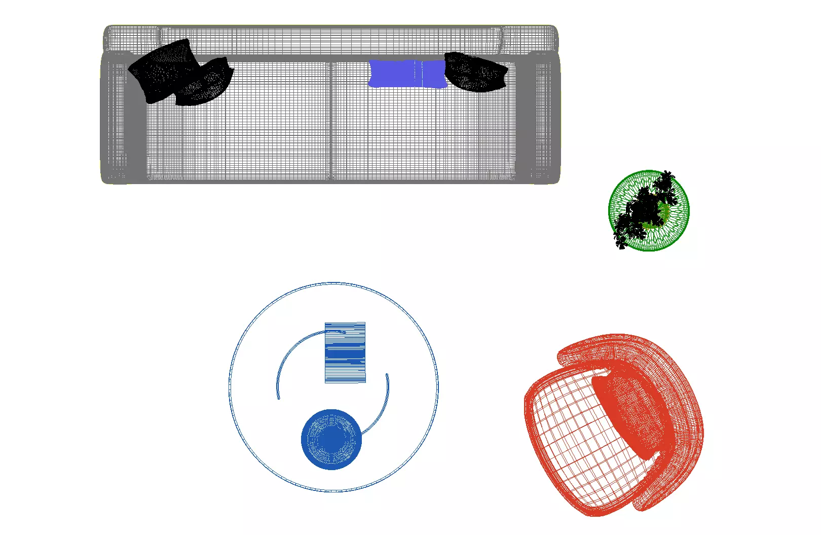 Fabric sofa set Free 3D model_6