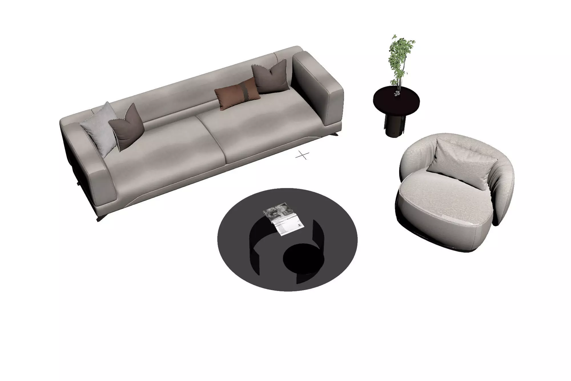 Fabric sofa set Free 3D model_4