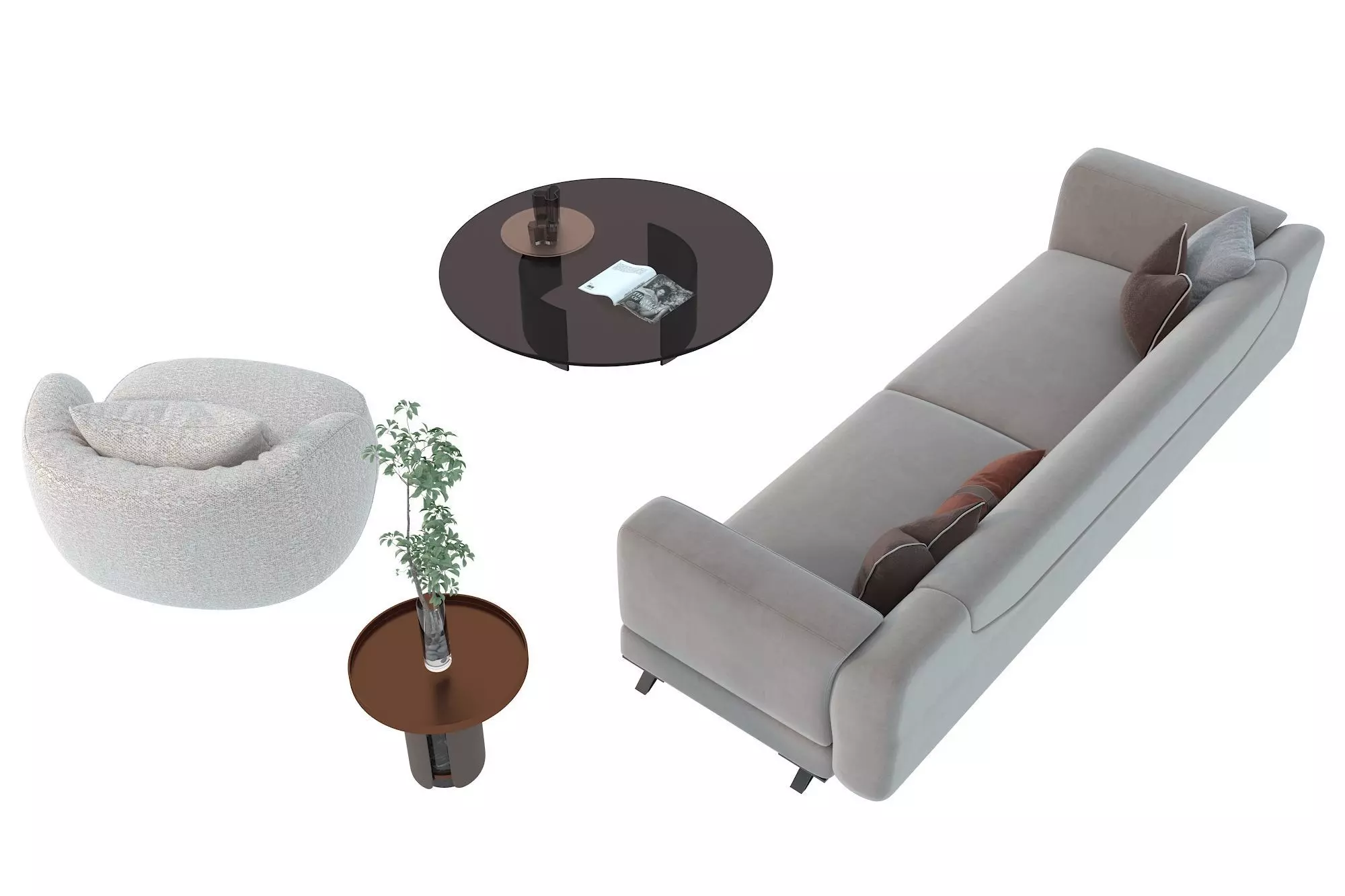 Fabric sofa set Free 3D model_2