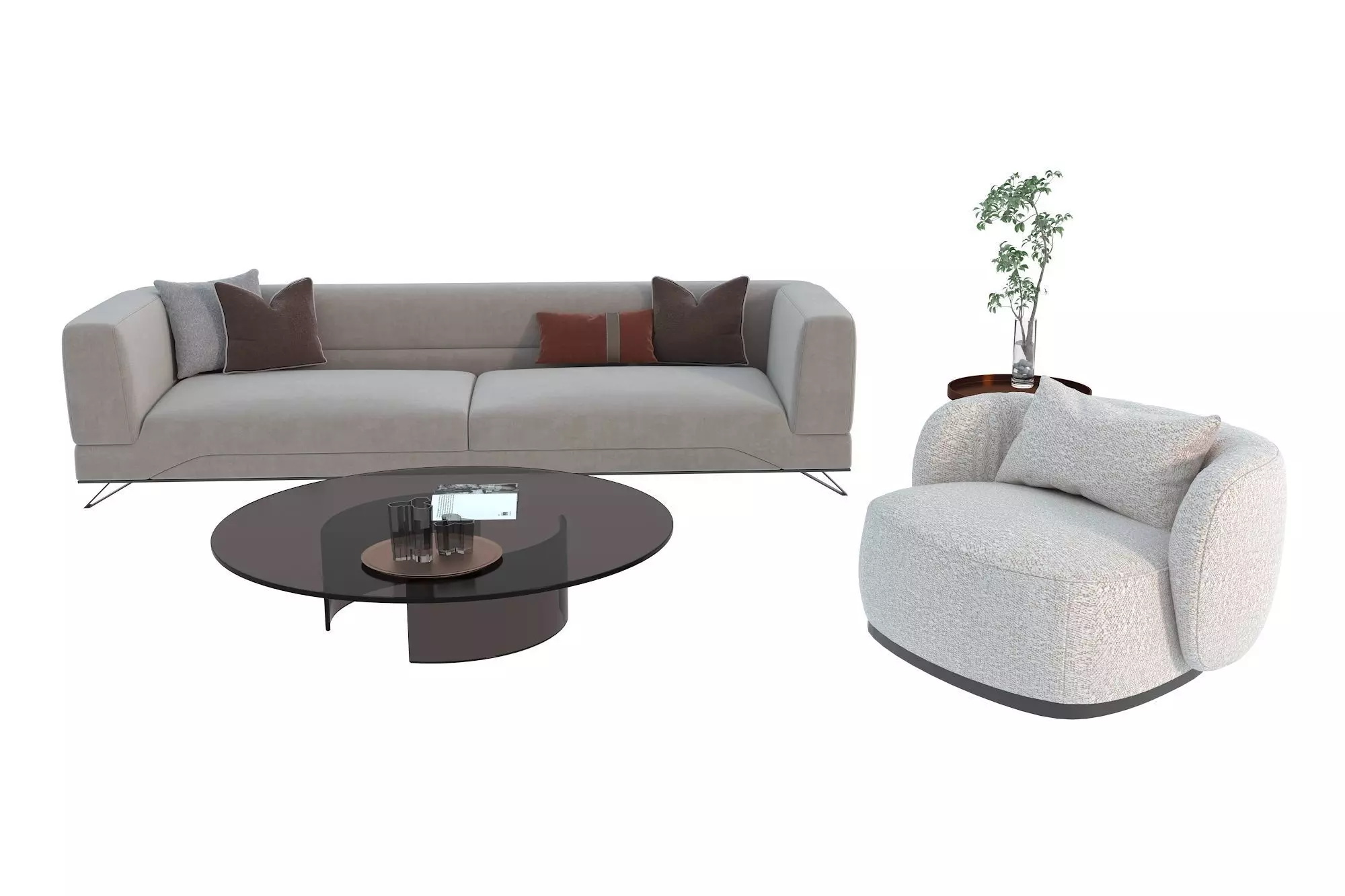 Fabric sofa set Free 3D model_0