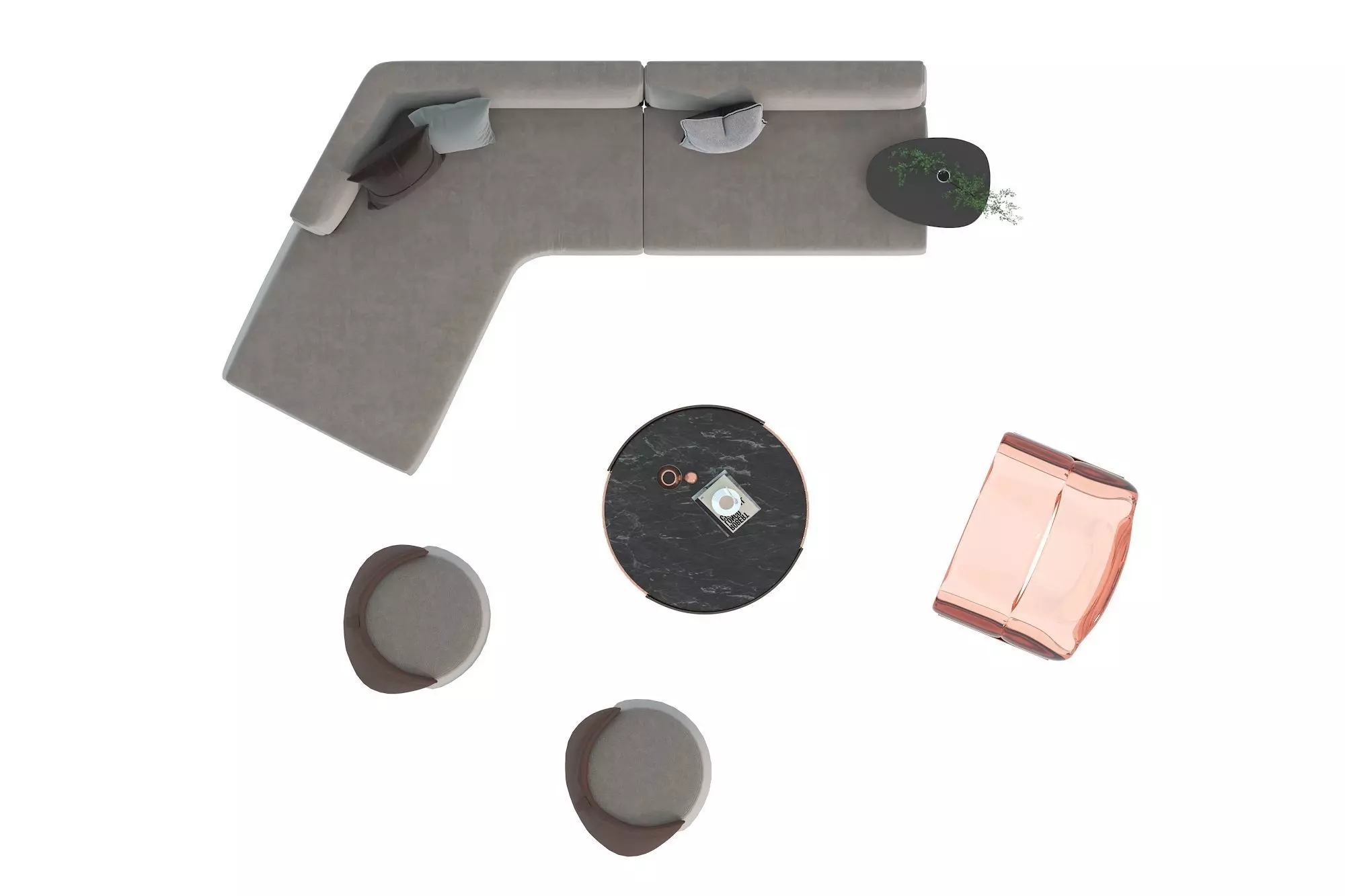 Fabric sofa set 3D model_1