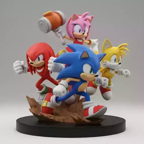 Sonic Team Figurine 3D Printable STL  Action Pose Collectible
