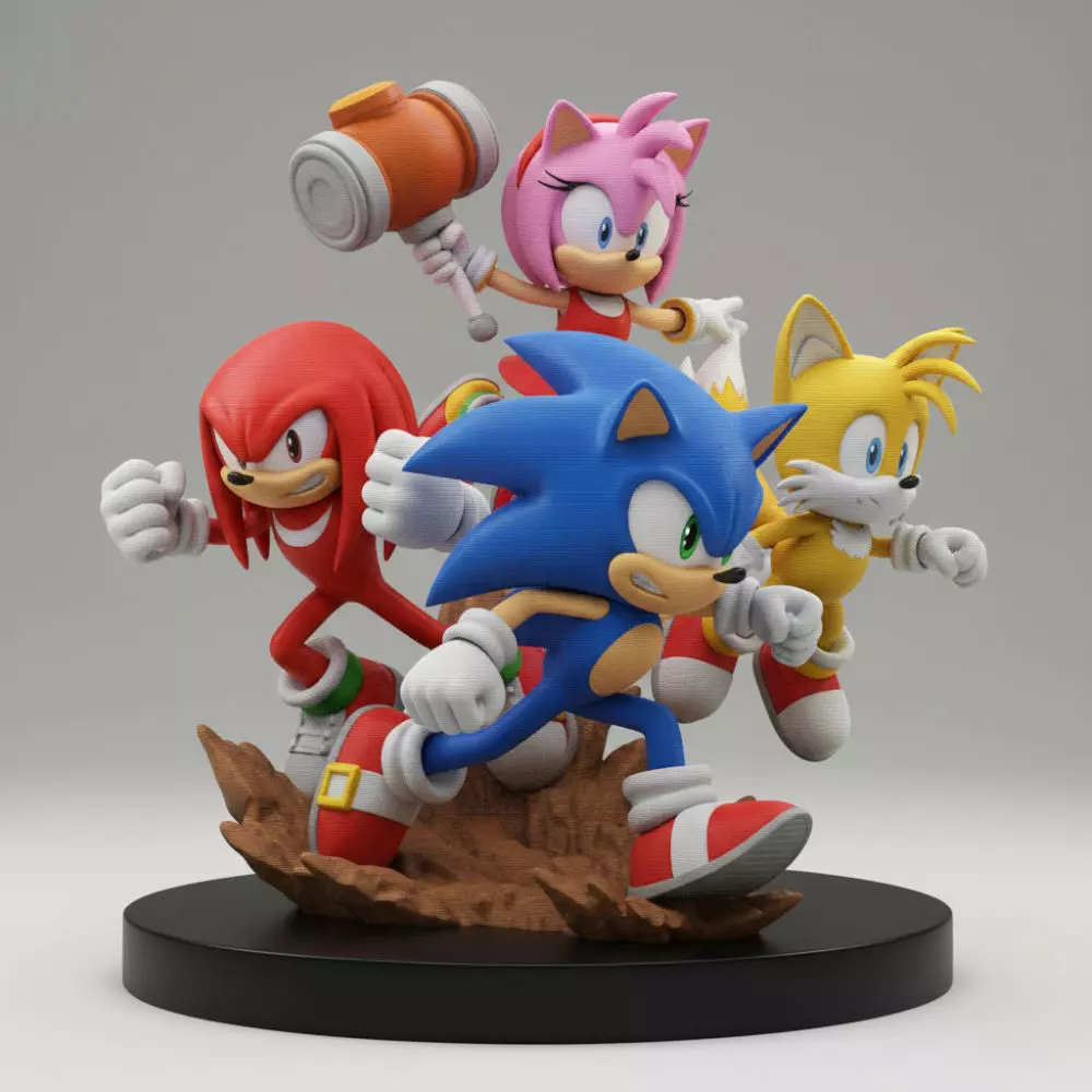 Sonic Team Figurine 3D Printable STL Action Pose Collectible 3D print model