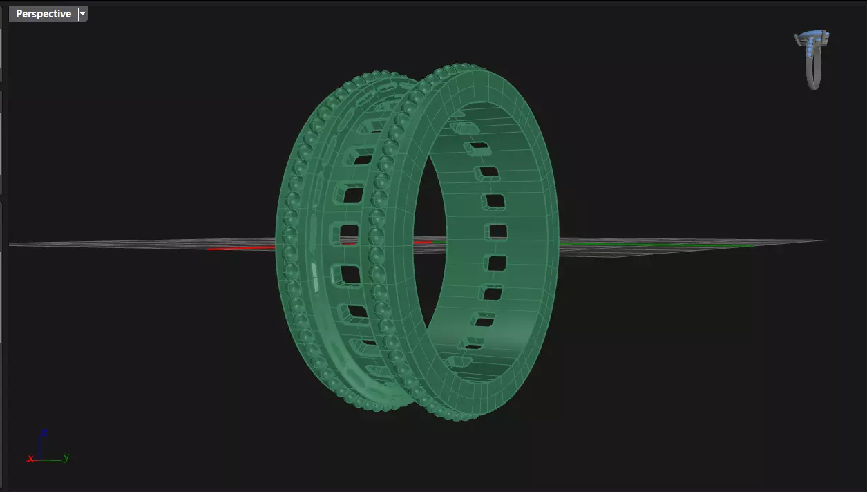 Channel Set Emerald cut eternity ring with bead N04 3725CT EU54 3D print model_9