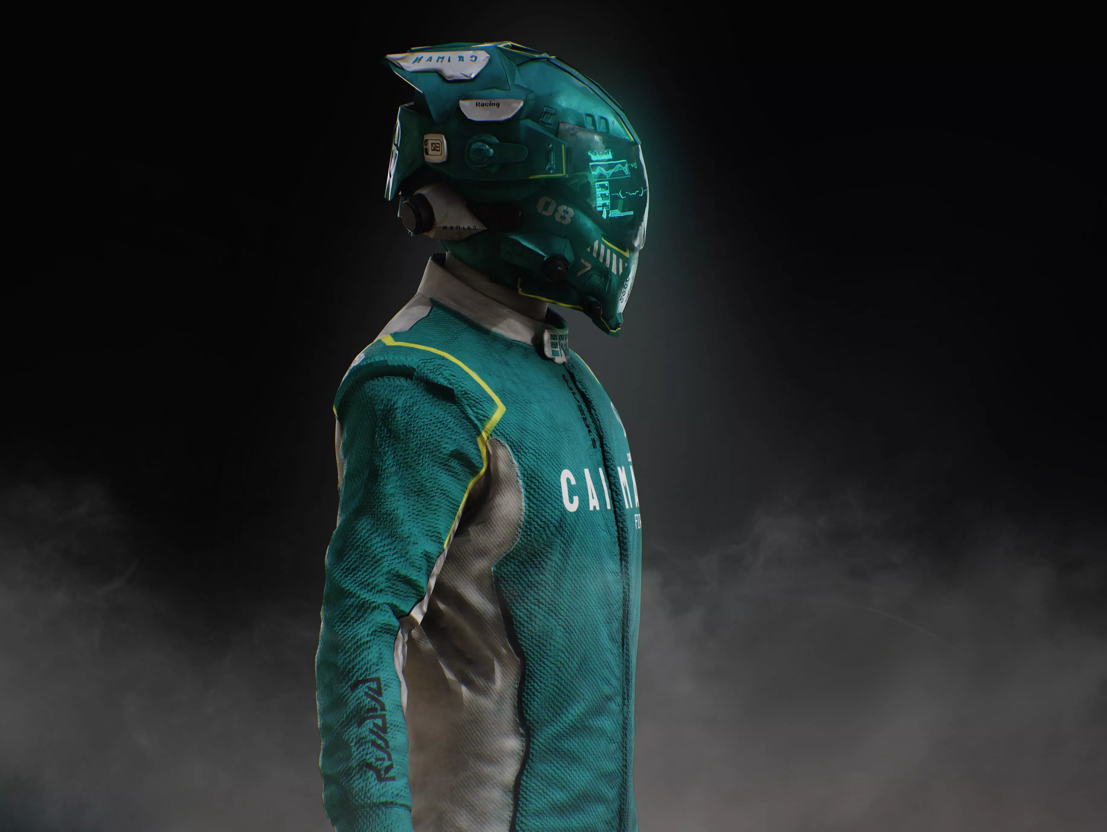 Sci Fi Racing Pilot Low-poly 3D model_4