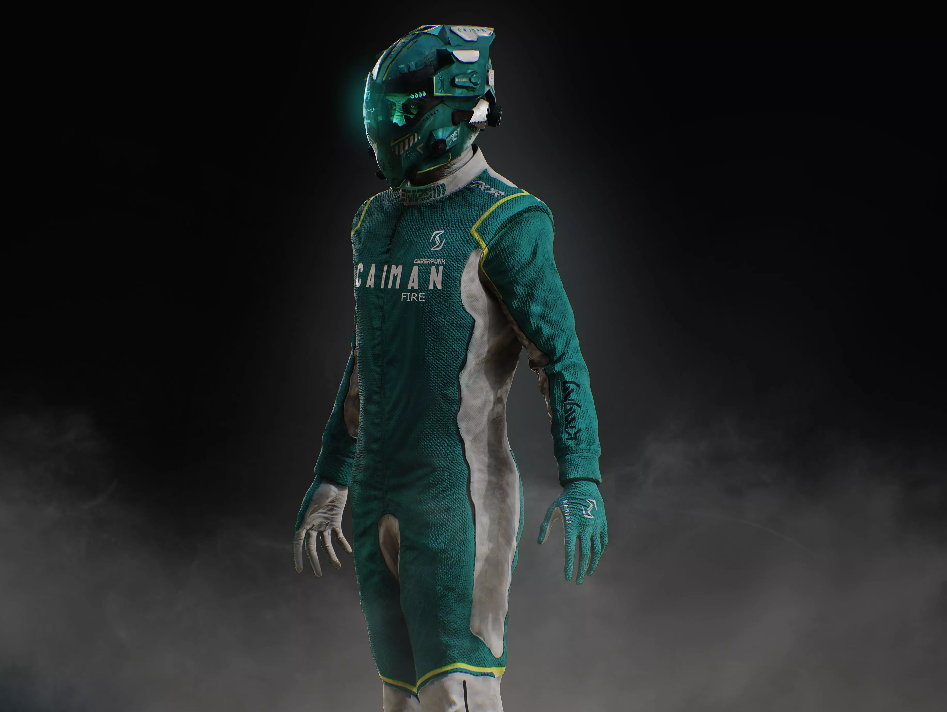 Sci Fi Racing Pilot Low-poly 3D model_6