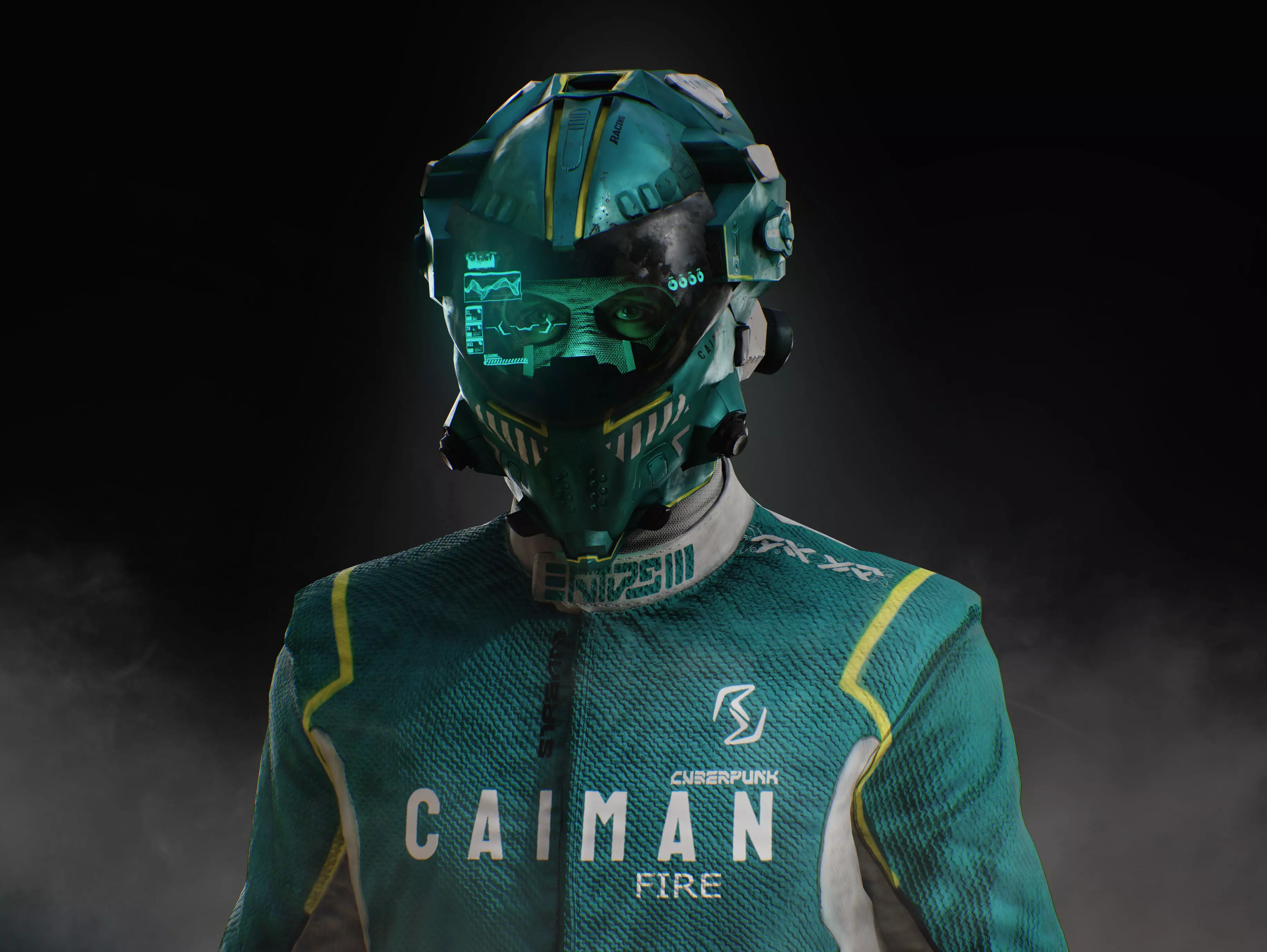 Sci Fi Racing Pilot Low-poly 3D model_7