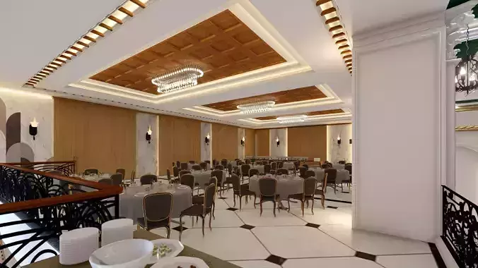 Neoclassical Banquet Hall Exterior Realistic 3D Model 3D model 5