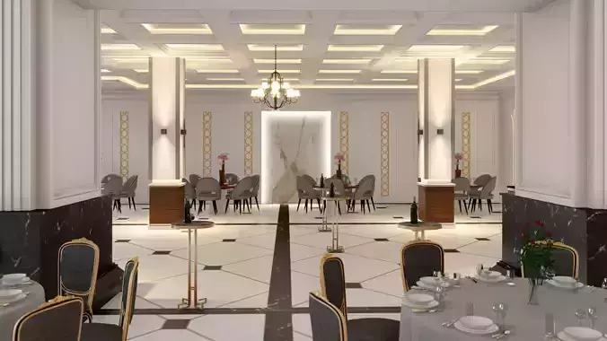 Neoclassical Banquet Hall Exterior Realistic 3D Model 3D model 4