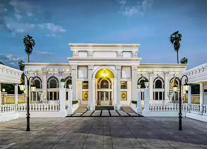 Neoclassical Banquet Hall Exterior Realistic 3D Model 3D model 2