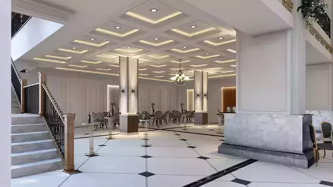 Neoclassical Banquet Hall Exterior Realistic 3D Model 3D model 3