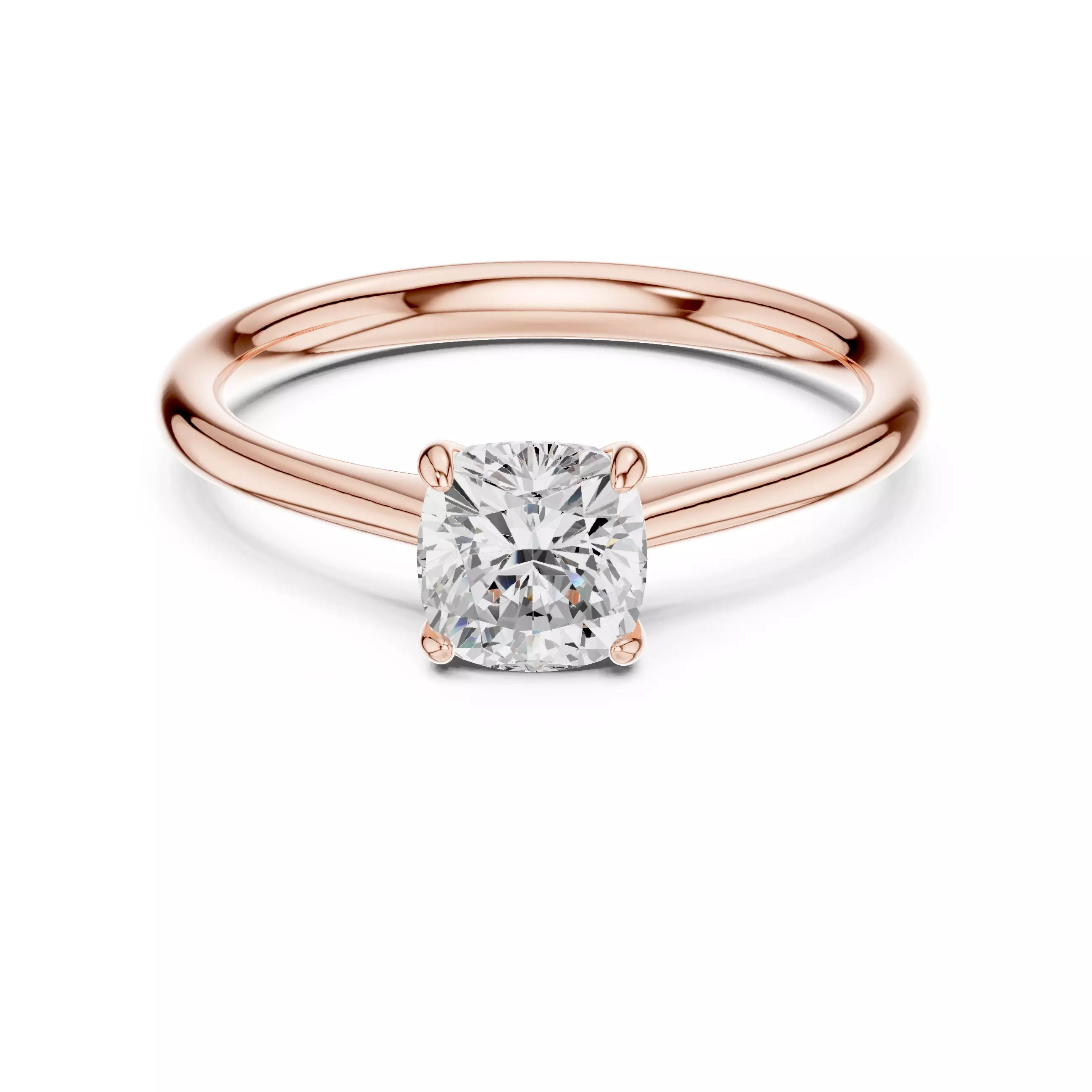 4 Prong Cushion Cut Solitaire Wedding Ring ALL SIZES STL Video 3D print model_0