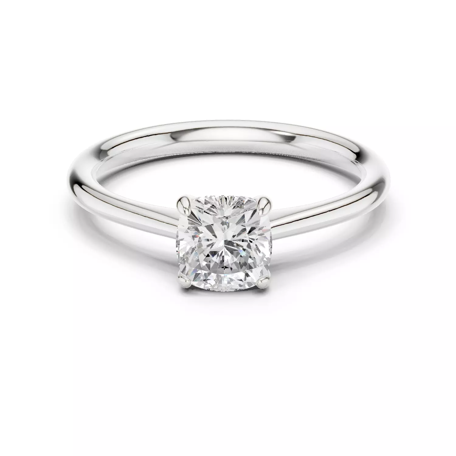 4 Prong Cushion Cut Solitaire Wedding Ring ALL SIZES STL Video 3D print model_14