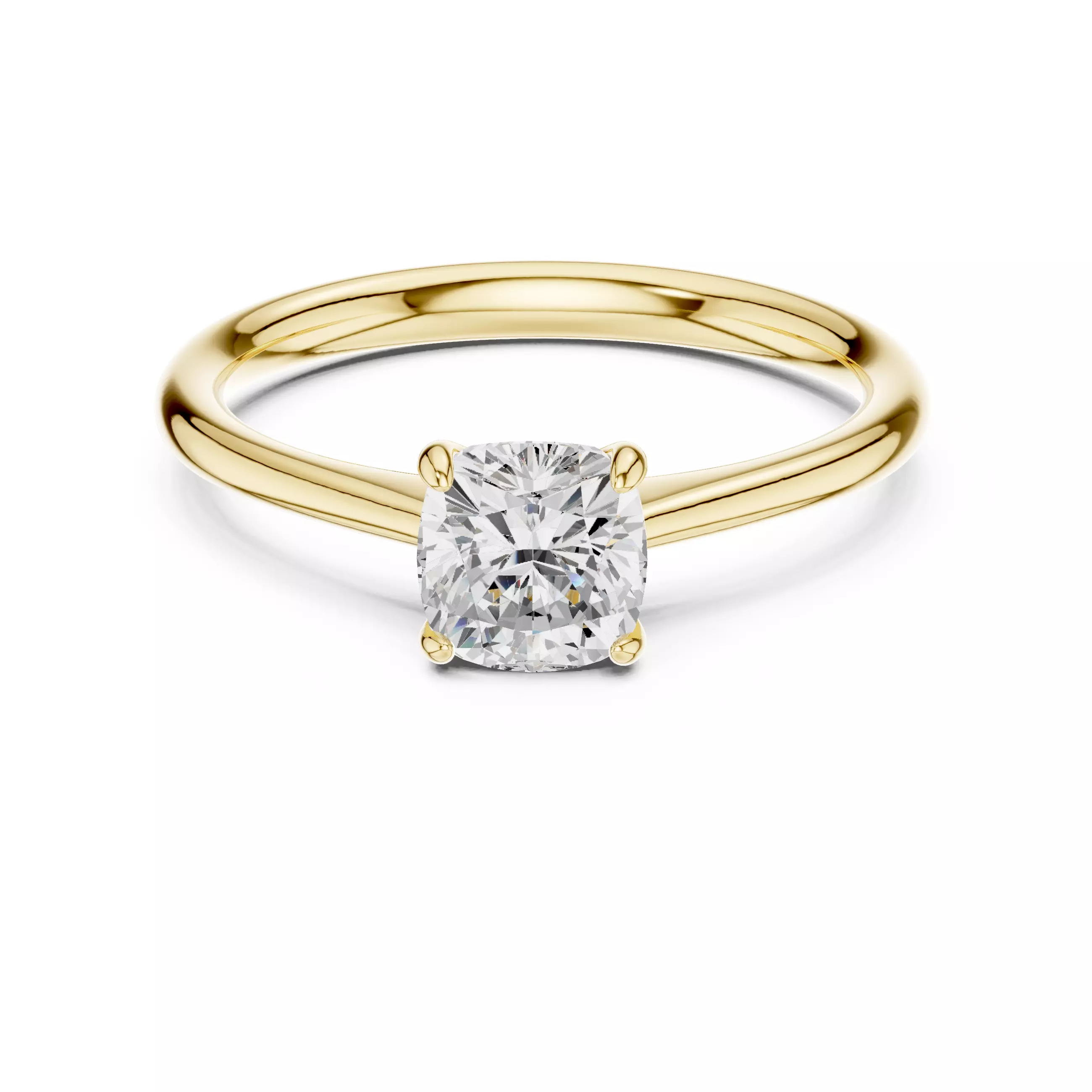 4 Prong Cushion Cut Solitaire Wedding Ring ALL SIZES STL Video 3D print model_1