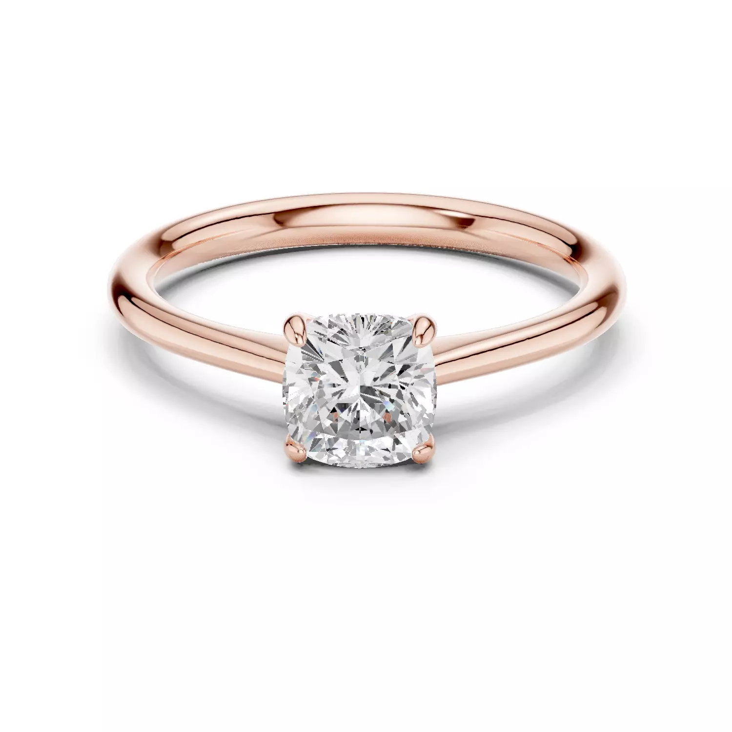 4 Prong Cushion Cut Solitaire Wedding Ring ALL SIZES STL Video 3D print model_12