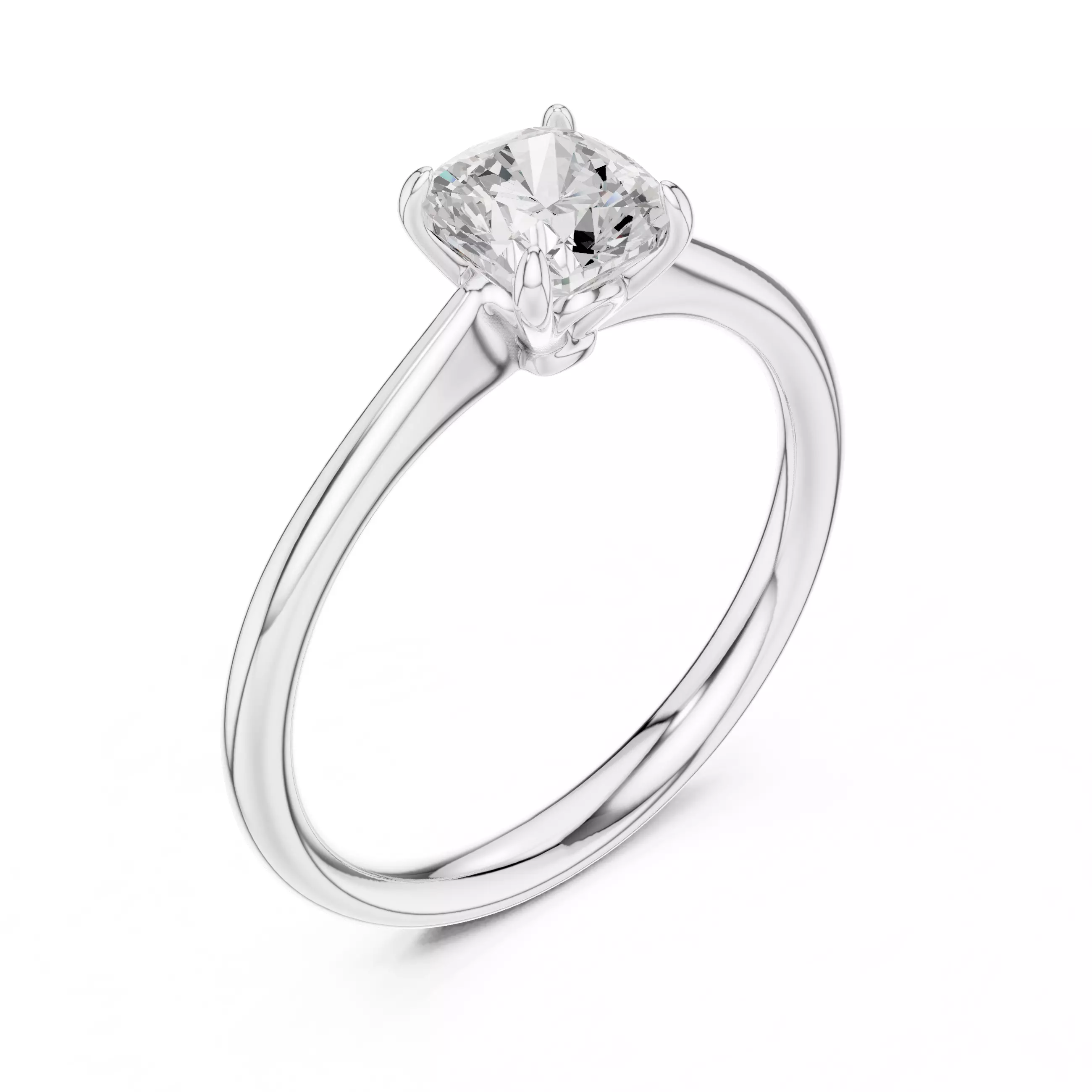 4 Prong Cushion Cut Solitaire Wedding Ring ALL SIZES STL Video 3D print model_10