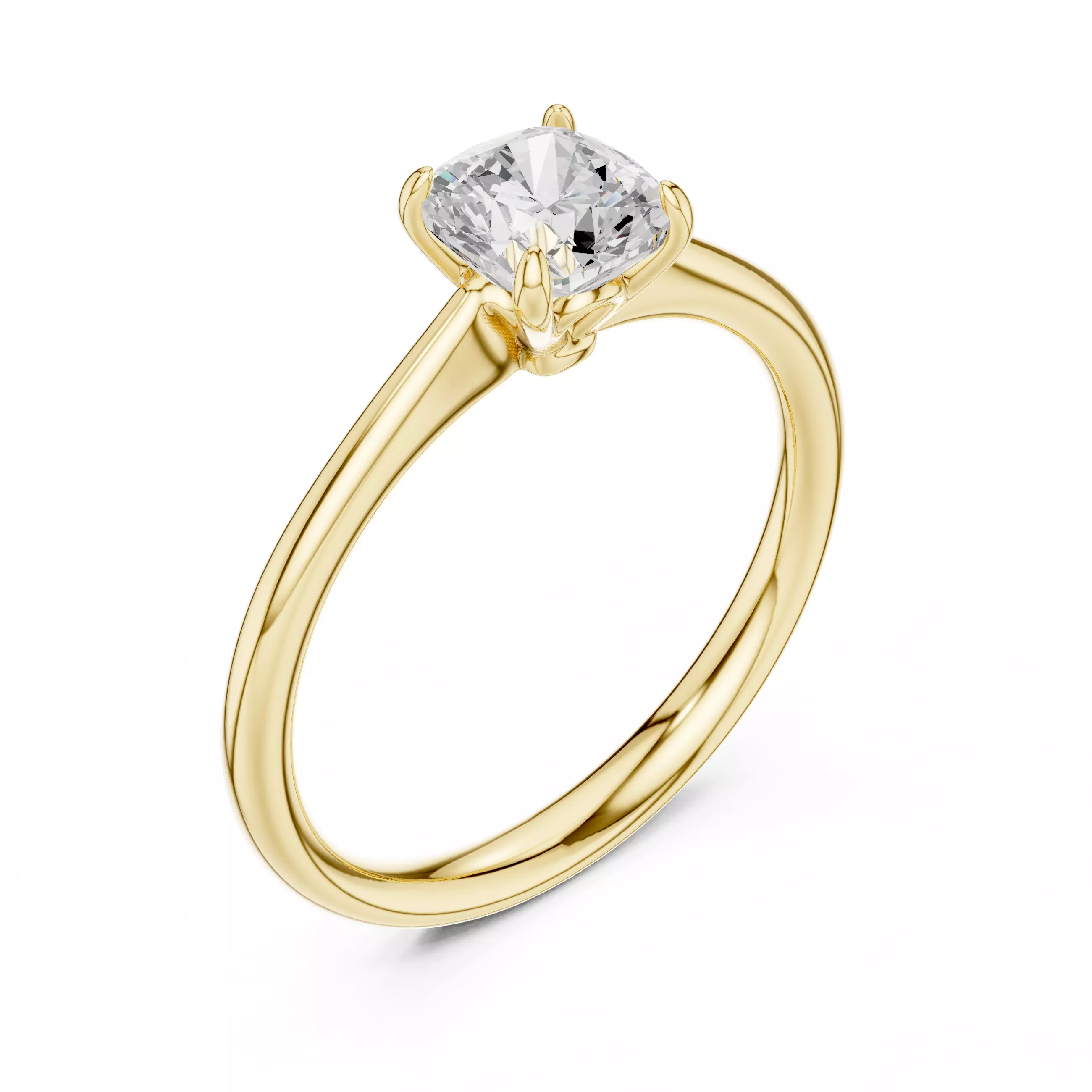 4 Prong Cushion Cut Solitaire Wedding Ring ALL SIZES STL Video 3D print model_7