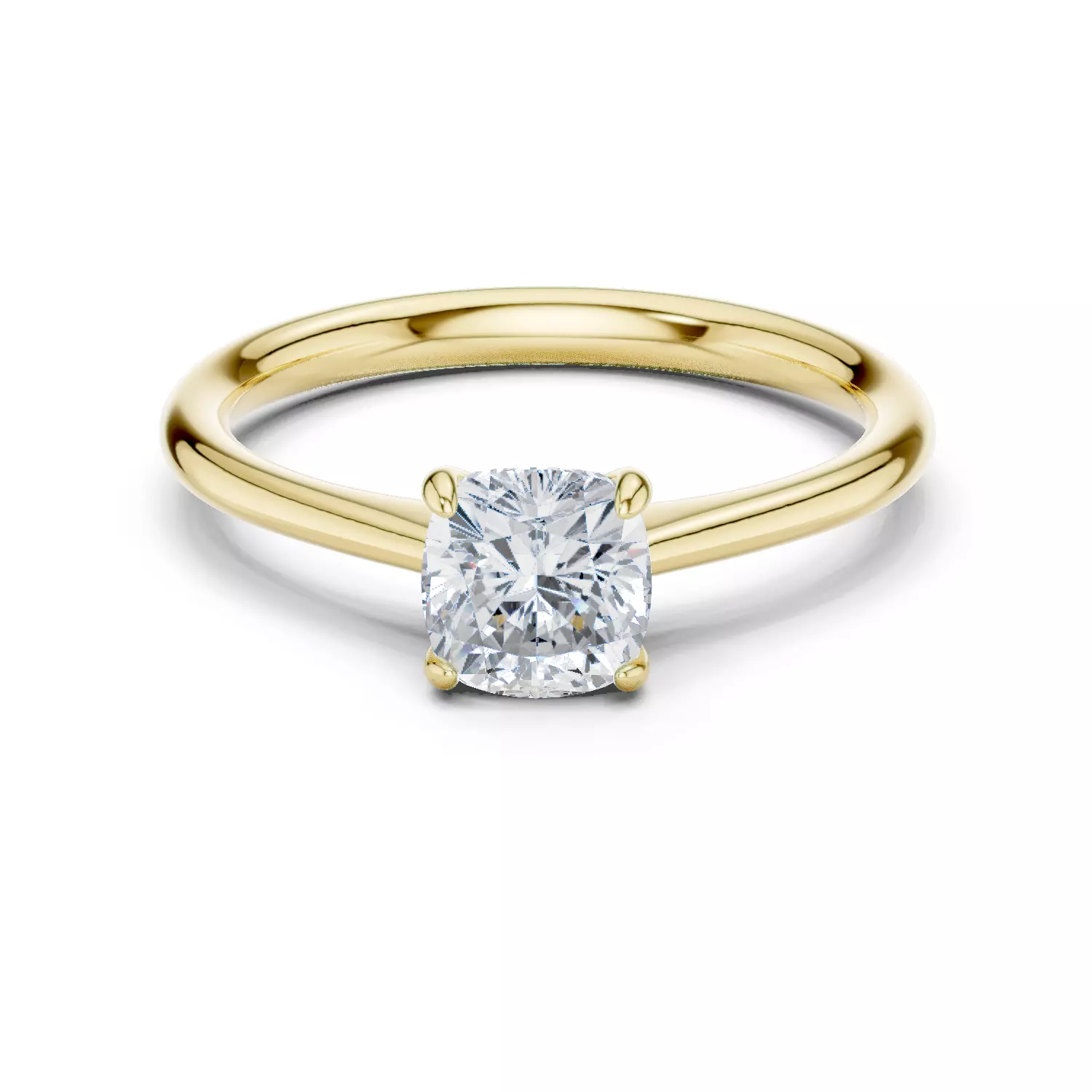 4 Prong Cushion Cut Solitaire Wedding Ring ALL SIZES STL Video 3D print model_13