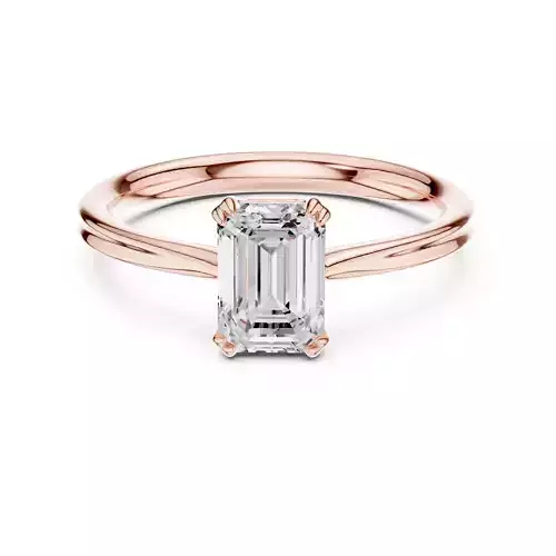 1Ct Solitaire Emerald Cut Engagement Ring ALL SIZES STL Video 3D print model