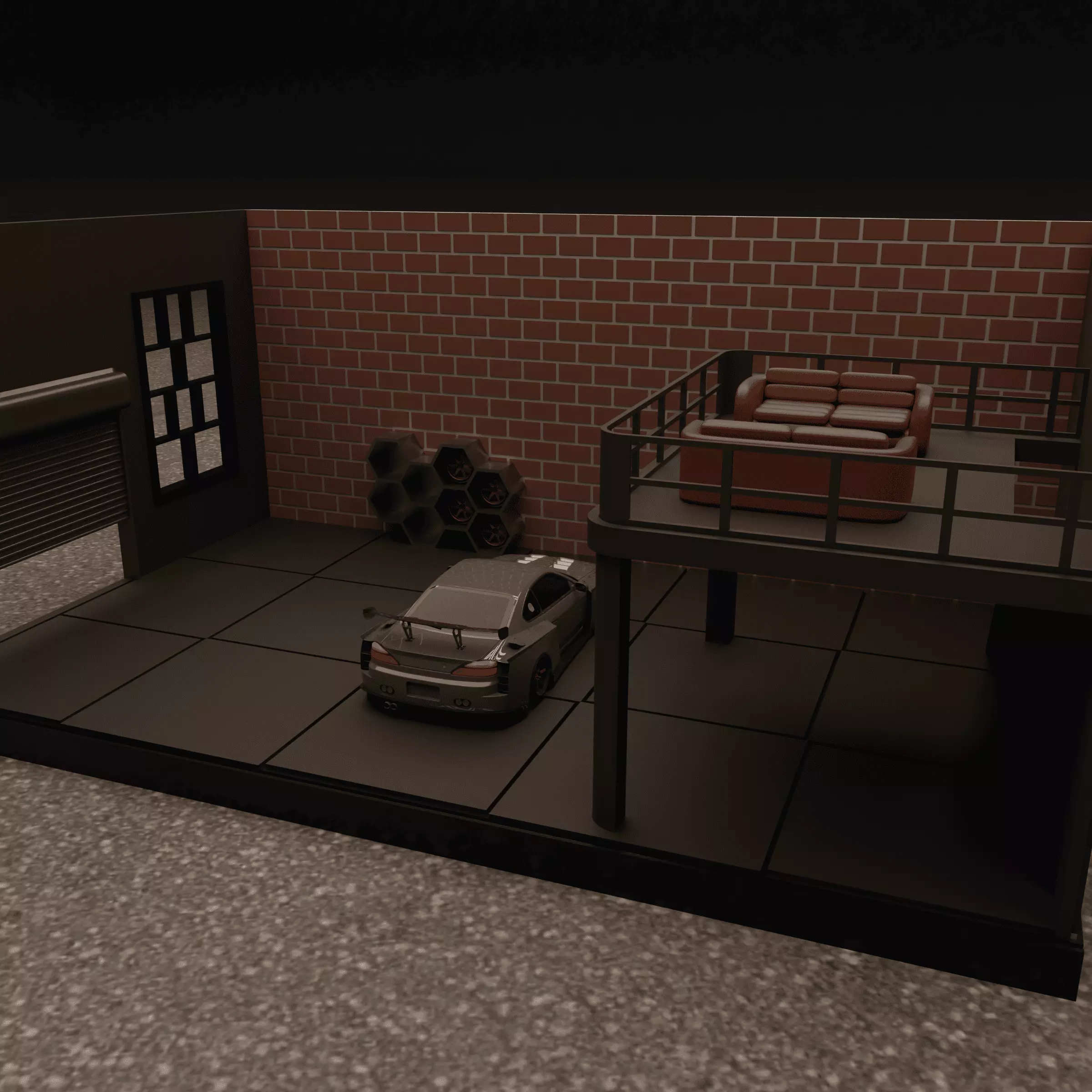 Modular Industrial Garage 1 64 Scale Diorama LED Ready 3D Print 3D print model_3