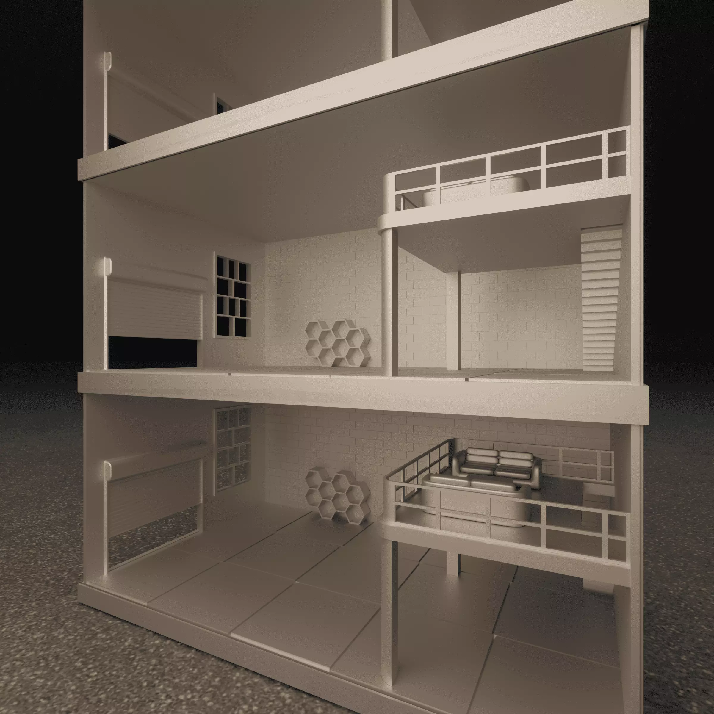 Modular Industrial Garage 1 64 Scale Diorama LED Ready 3D Print 3D print model_9