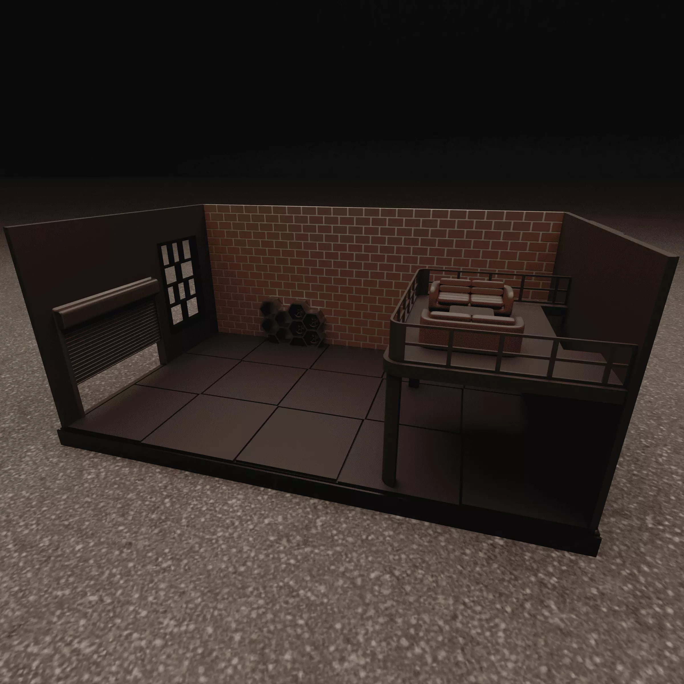 Modular Industrial Garage 1 64 Scale Diorama LED Ready 3D Print 3D print model_5