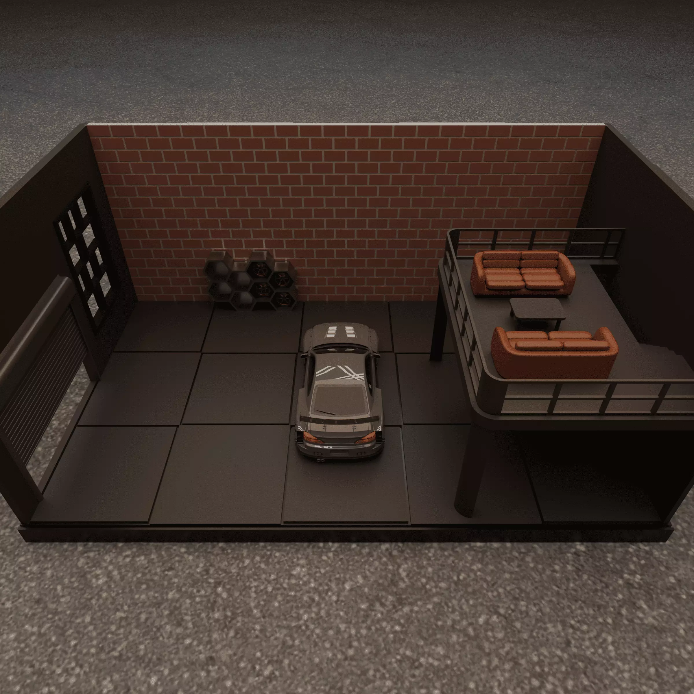 Modular Industrial Garage 1 64 Scale Diorama LED Ready 3D Print 3D print model_4