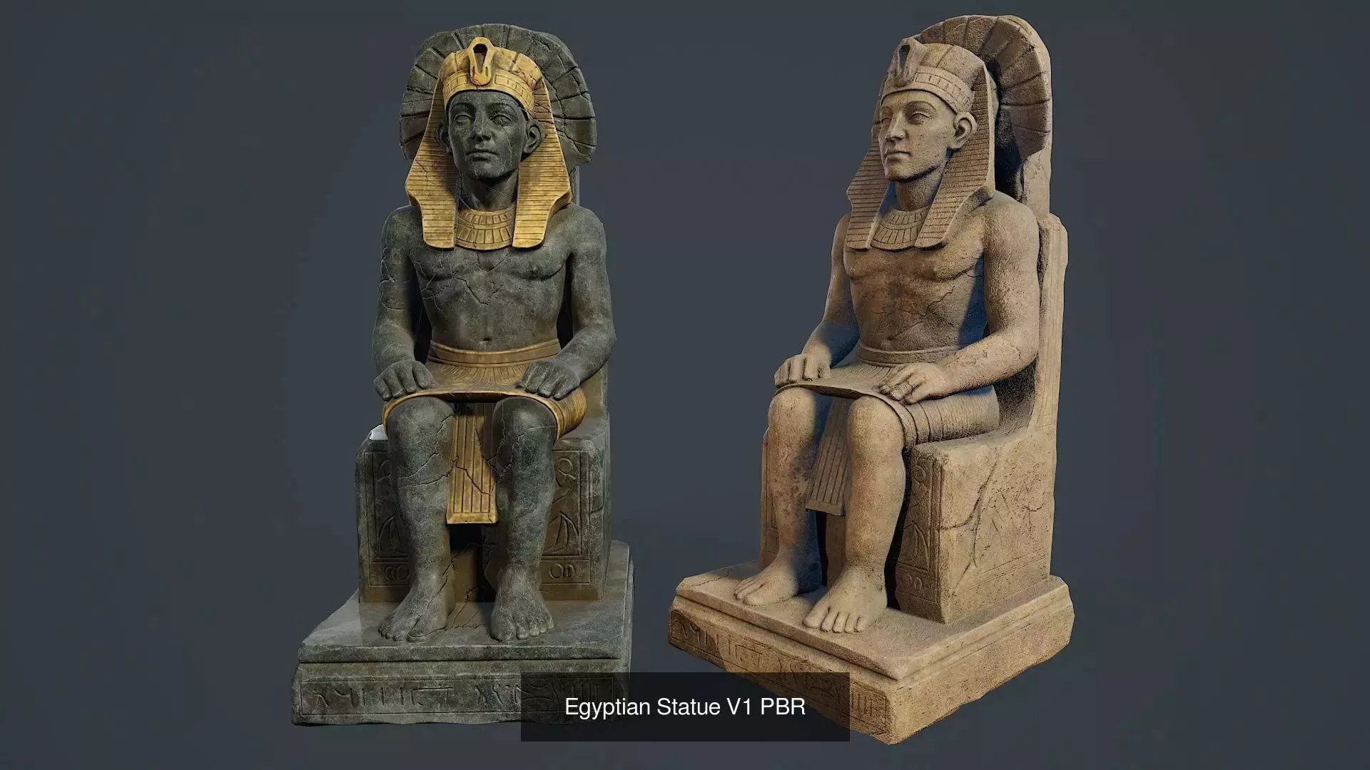 Egyptian statues PBR V1 3D Model Collection_3