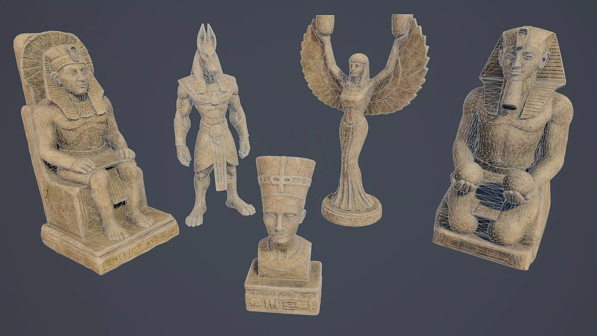 Egyptian statues PBR V1 3D Model Collection_8