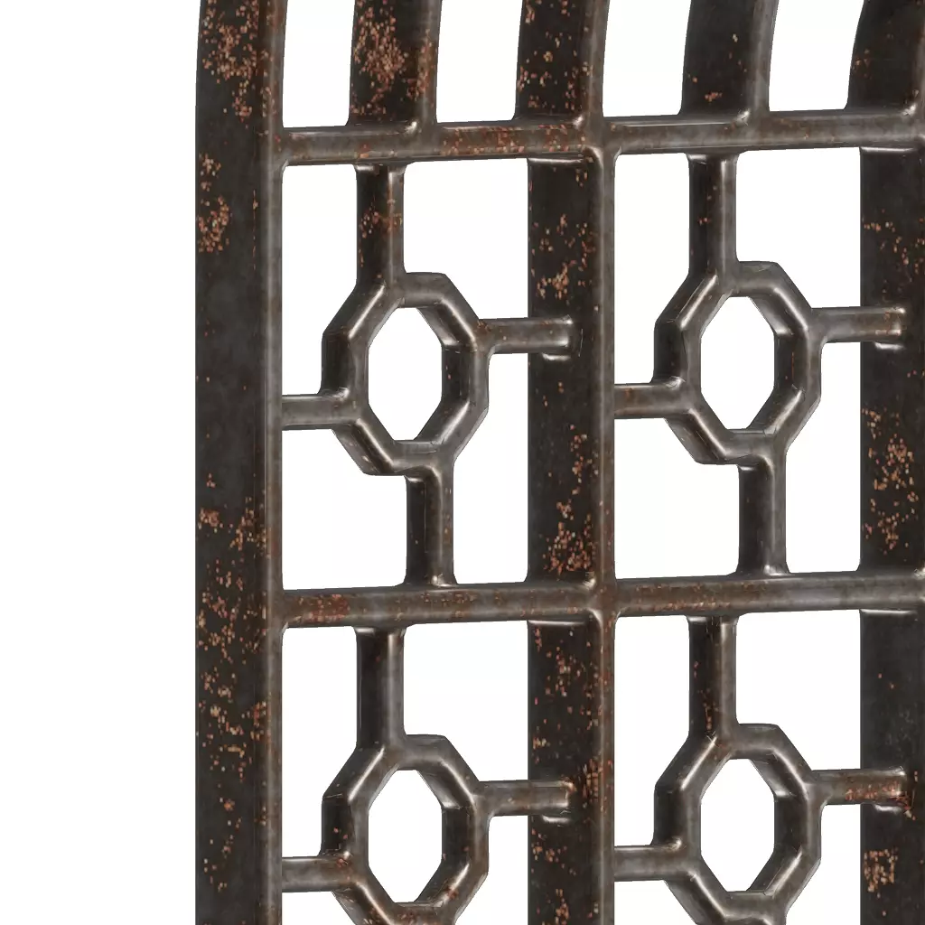 Rusty Iron Arch Window Grill 3D model_5