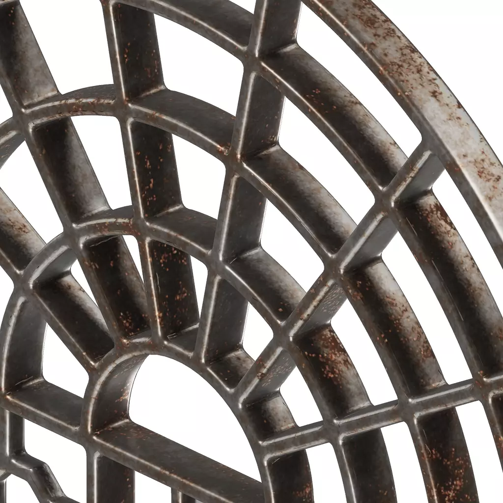 Rusty Iron Arch Window Grill 3D model_2