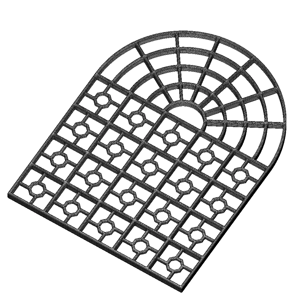 Rusty Iron Arch Window Grill 3D model_6