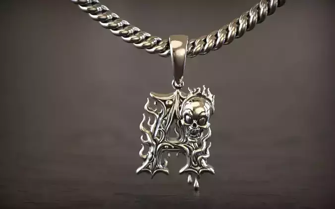 Gothic Silver Letter A Pendant 3D print model