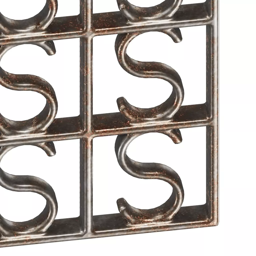 Rusty Steel Arch Window Grill 3D model_2