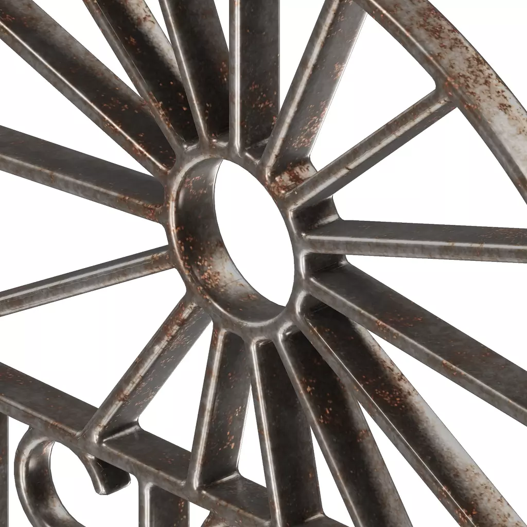 Rusty Steel Arch Window Grill 3D model_5