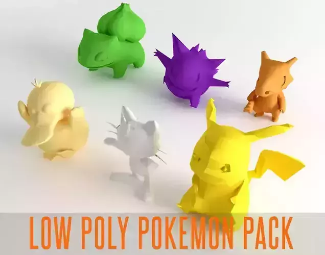 Pokemon Low Poly Game Ready Pack Pikachu Balbasaur and more Low-poly 3D model