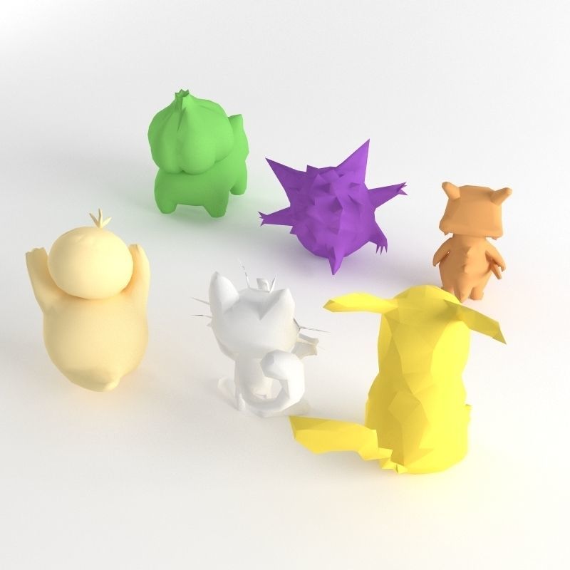 Pokemon Low Poly Game Ready Pack Pikachu Balbasaur and more Low-poly 3D model_5