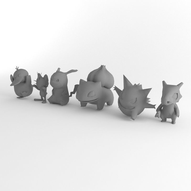 Pokemon Low Poly Game Ready Pack Pikachu Balbasaur and more Low-poly 3D model_3