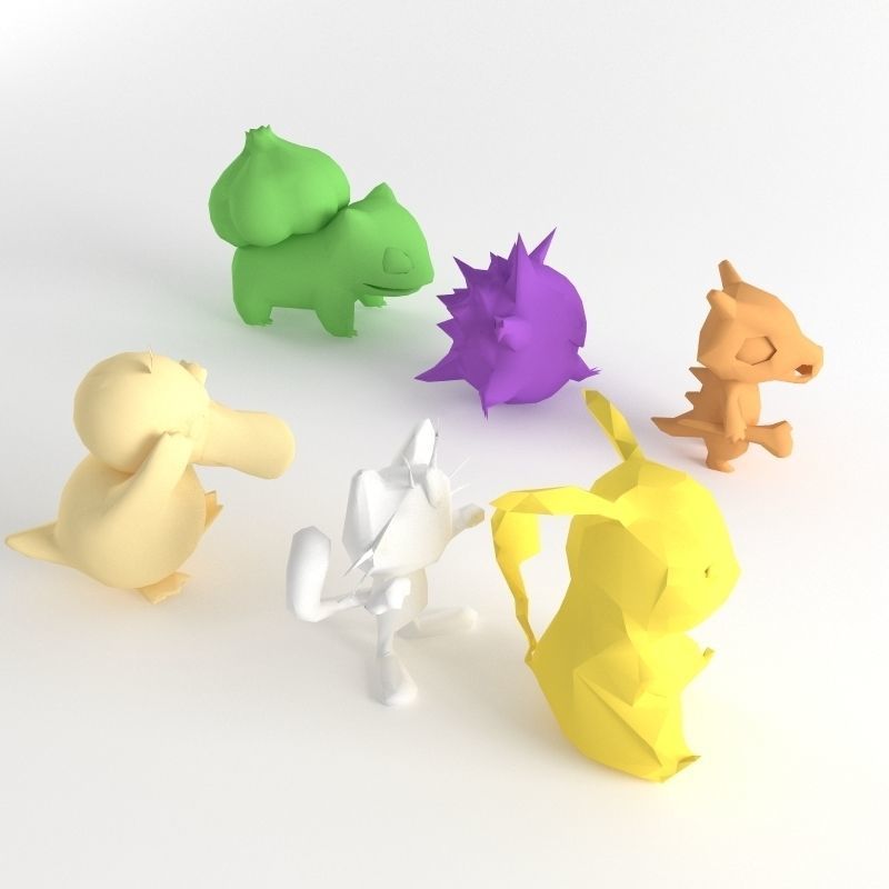 Pokemon Low Poly Game Ready Pack Pikachu Balbasaur and more Low-poly 3D model_4