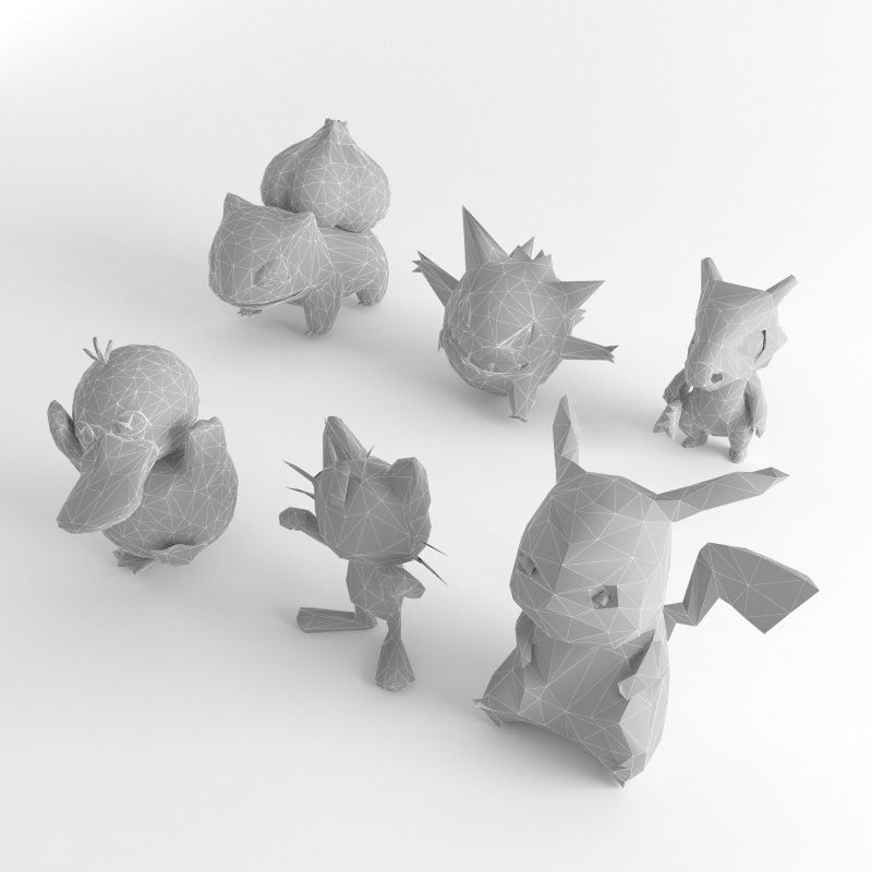 Pokemon Low Poly Game Ready Pack Pikachu Balbasaur and more Low-poly 3D model_1