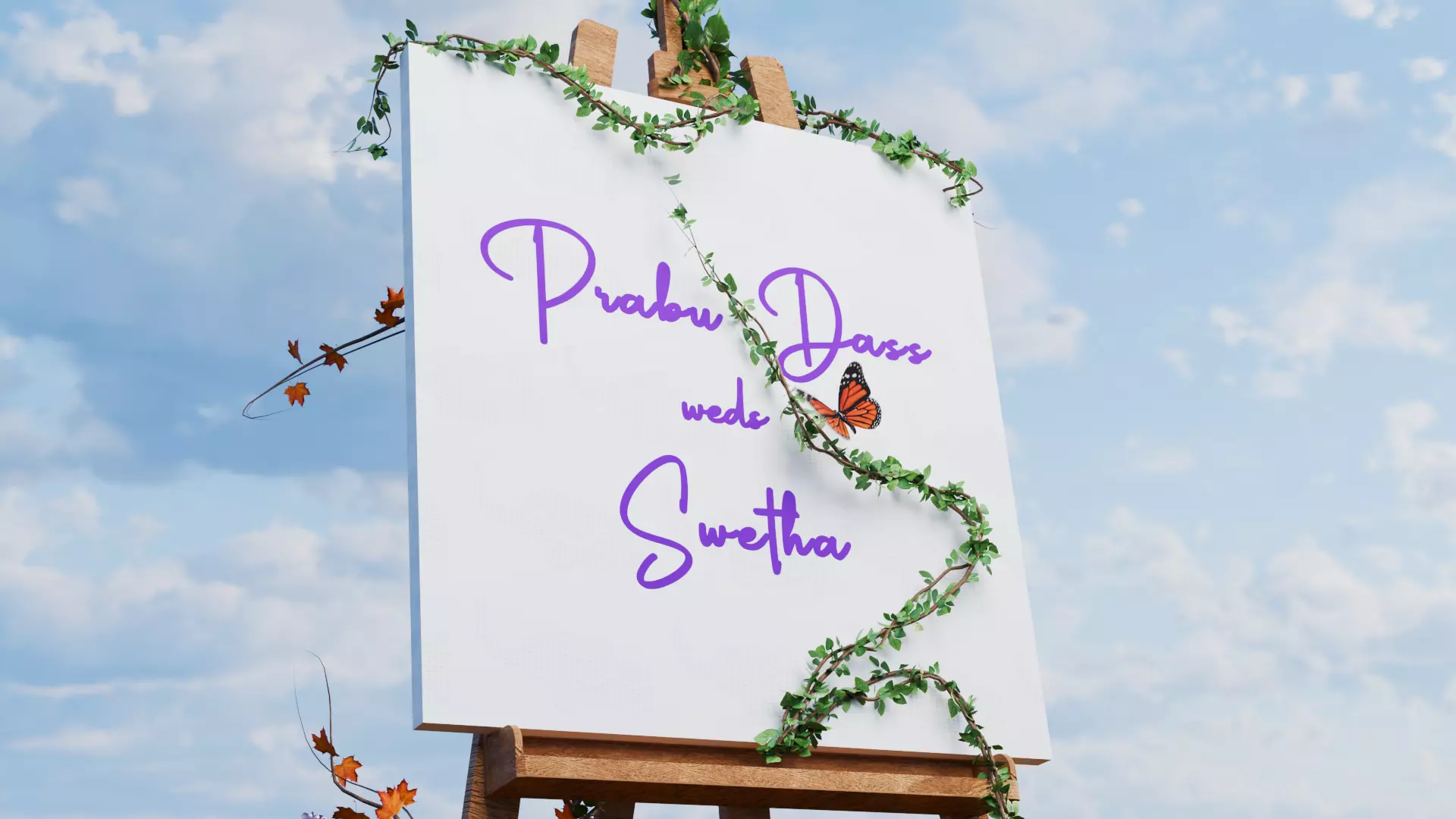 3D Floral Welcome Board in Garden Environment 3D model_8