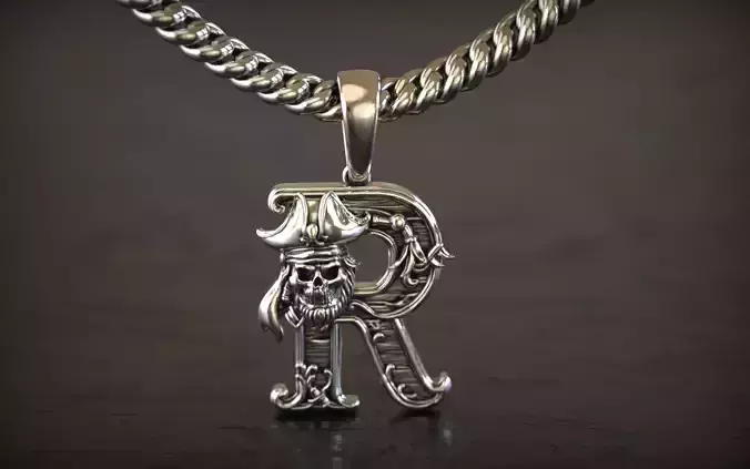 Gothic Letter R Pendant 3D print model