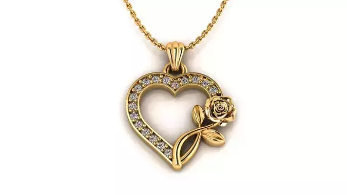 Heart Rose Pendant 