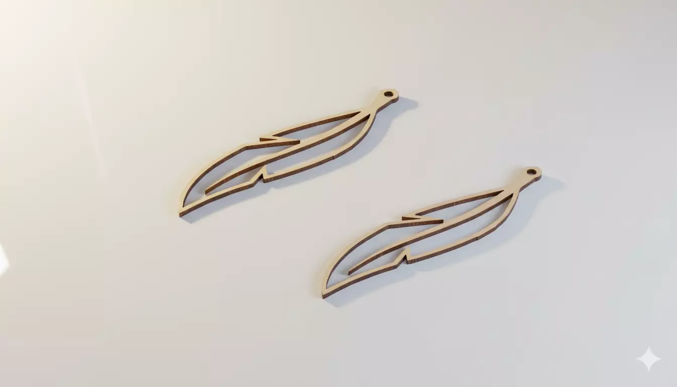 Feather Pendant Jewelry Art 3D Print Laser Cut 3D model_2