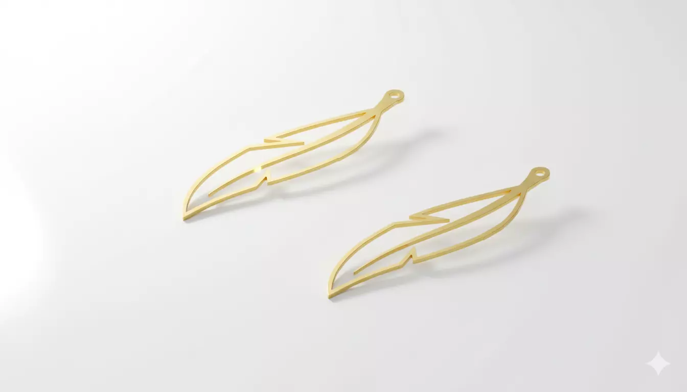 Feather Pendant Jewelry Art 3D Print Laser Cut 3D model_0