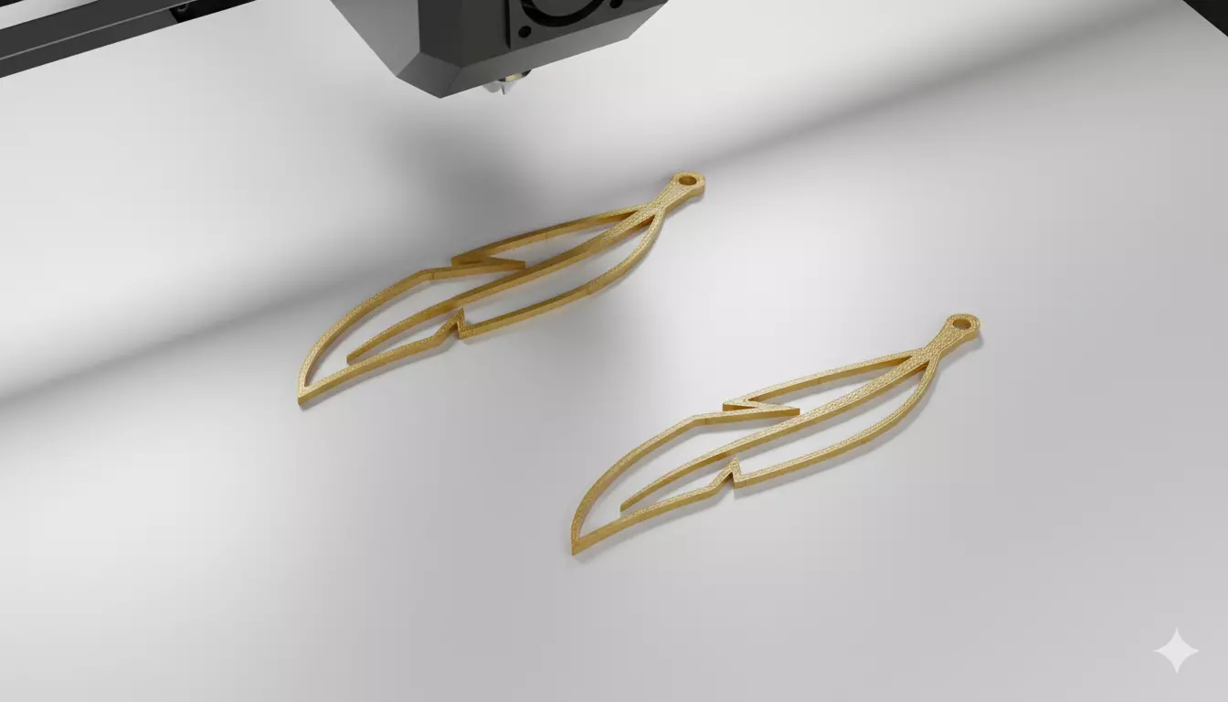 Feather Pendant Jewelry Art 3D Print Laser Cut 3D model_1