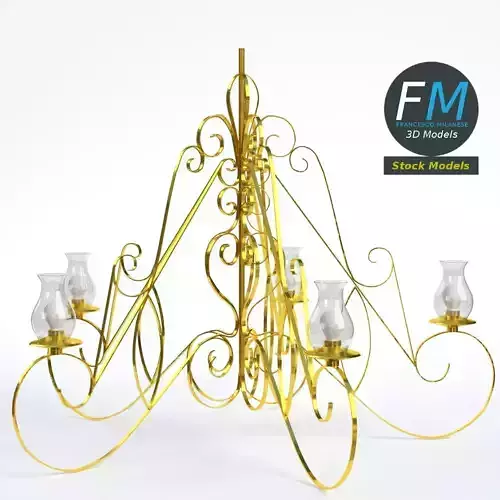 Chandelier gold with candles